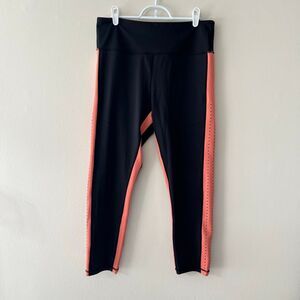 ZYIA Active Womens Colorblock High Rise Athletic Leggings Black Coral Size 14-16